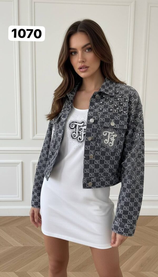 Two-Piece Embellished Denim Jacket and Mini Dress