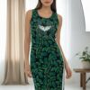 Tropical Leaf Print Sleeveless Midi Sporty Dress