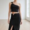 Elegant One-Shoulder Top and Maxi Skirt Set