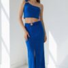 Elegant One-Shoulder Top and Maxi Skirt Set