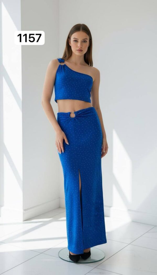 Elegant One-Shoulder Top and Maxi Skirt Set