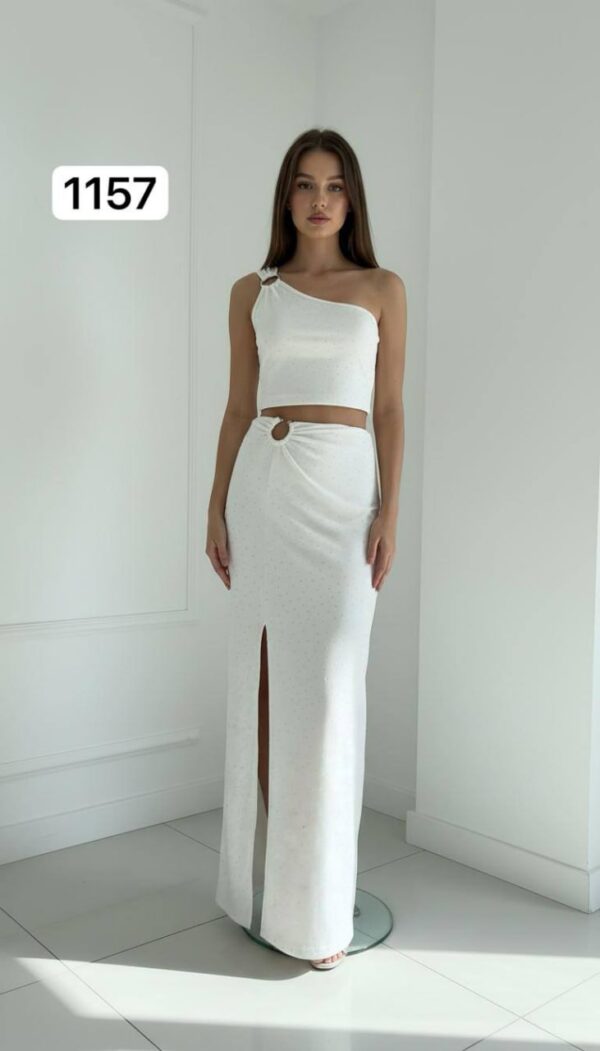 Elegant One-Shoulder Top and Maxi Skirt Set