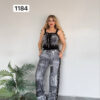 Women's Denim Patchwork Two-Piece Set Crop Top Joggers