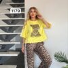 Women's Leopard Graphic Top and Print Pants Set
