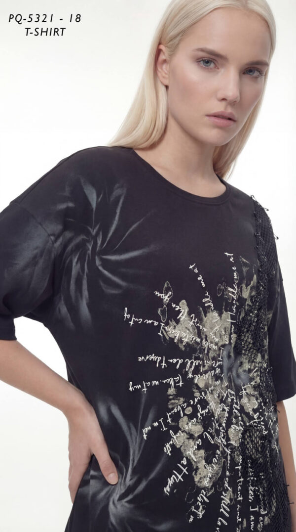 Premium Graphic Oversized T-Shirt with Mesh Detail