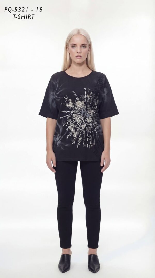 Premium Graphic Oversized T-Shirt with Mesh Detail
