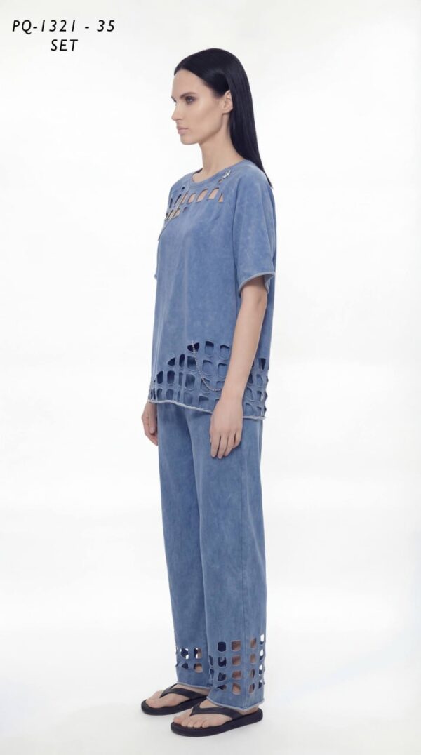 Women's Acid Wash Cutout Two-Piece Set