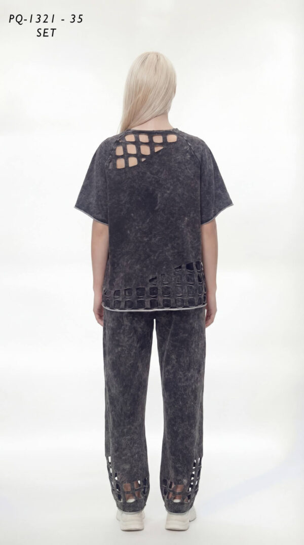 Women's Acid Wash Cutout Two-Piece Set