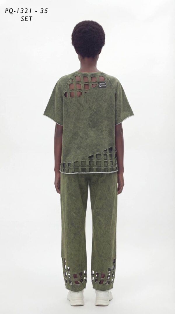 Women's Acid Wash Cutout Two-Piece Set