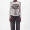Women's Distressed Long Sleeve Abstract Knit Top