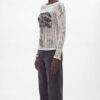 Women's Distressed Long Sleeve Abstract Knit Top