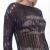 Women's Distressed Long Sleeve Abstract Knit Top
