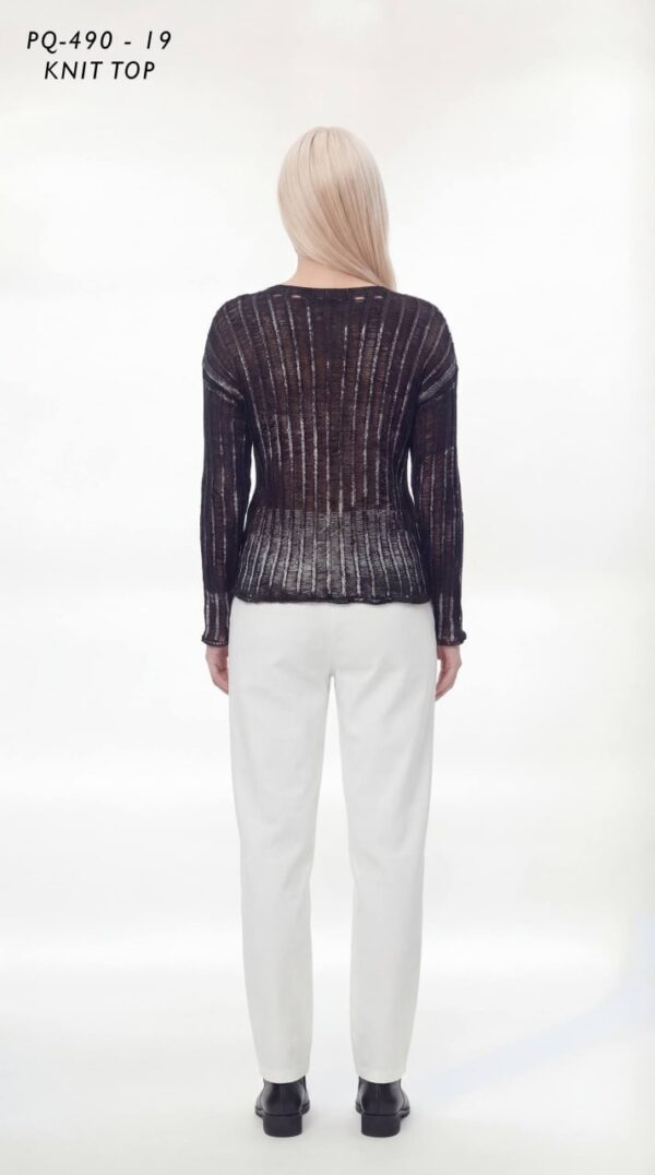 Women's Distressed Long Sleeve Abstract Knit Top