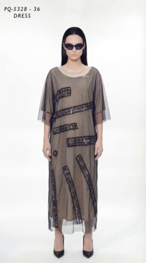 Contemporary Layered Mesh Avant-Garde Midi Dress