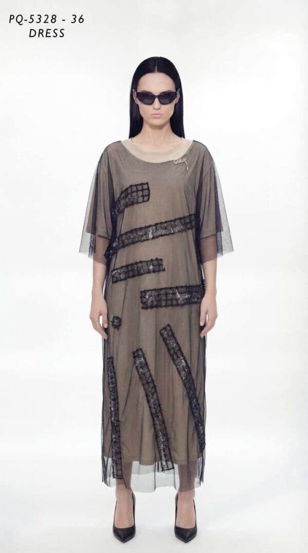 Contemporary Layered Mesh Avant-Garde Midi Dress