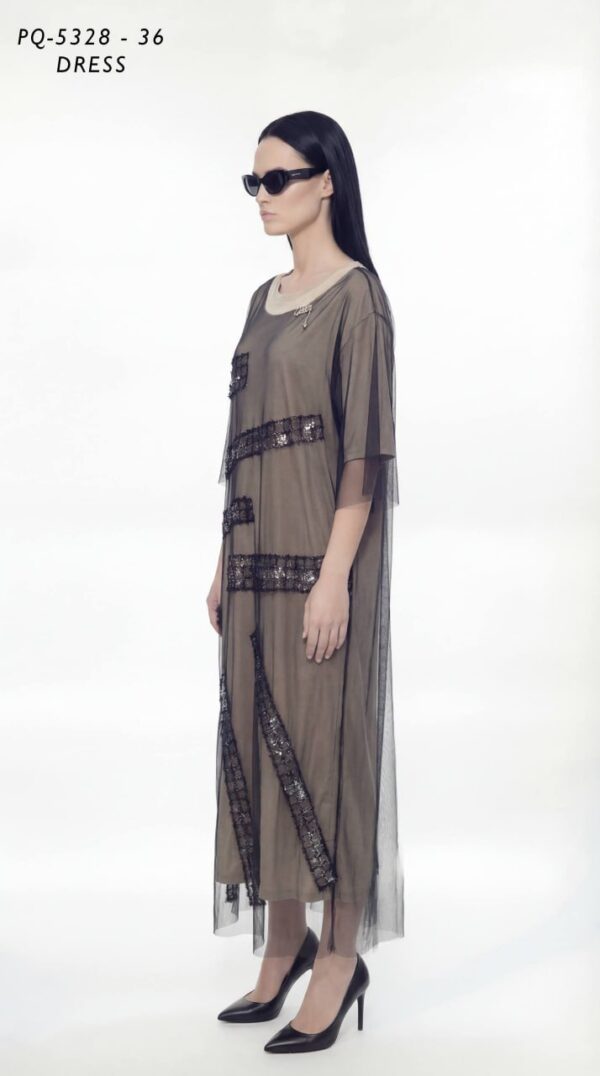 Contemporary Layered Mesh Avant-Garde Midi Dress
