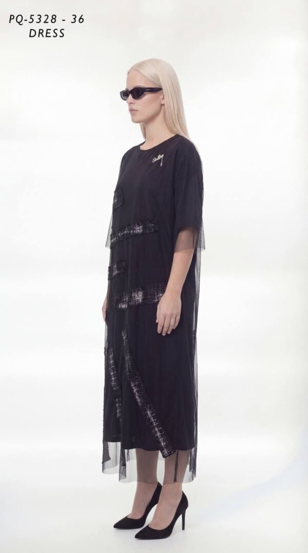 Contemporary Layered Mesh Avant-Garde Midi Dress