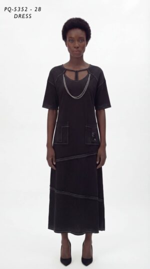 Women's Urban Contrast Stitch Chain Detail Dress