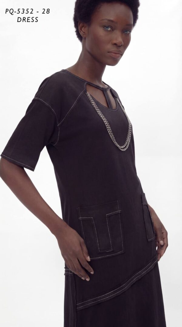 file_2424.jpg Women's Urban Contrast Stitch Chain Detail Dress