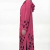 Long Hooded Pink Cardigan with Abstract Print