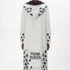 Long Hooded Pink Cardigan with Abstract Print