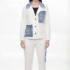 Women's Distressed Denim Patch Two-Piece Jacket Set