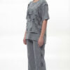 Women's Distressed Acid Wash Two-Piece Streetwear Set