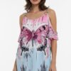 Butterfly Print Cold Shoulder Wholesale Tunic Dress
