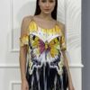 Butterfly Print Cold Shoulder Wholesale Tunic Dress