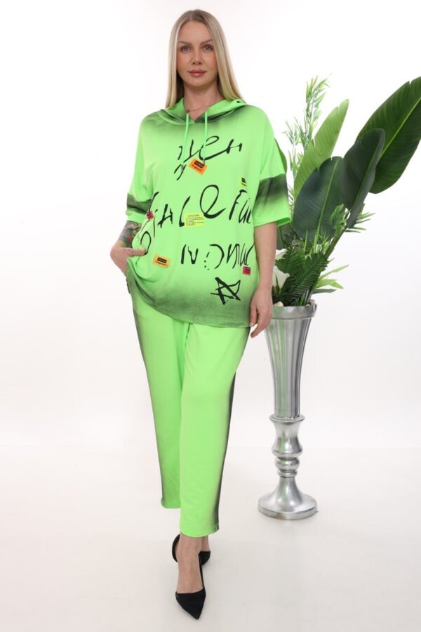 Graffiti Print Short-Sleeve Hoodie Set