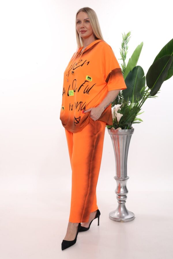 Graffiti Print Short-Sleeve Hoodie Set