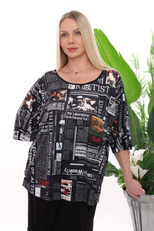 Wholesale Newspaper Print Tunic and Palazzo Pant Set