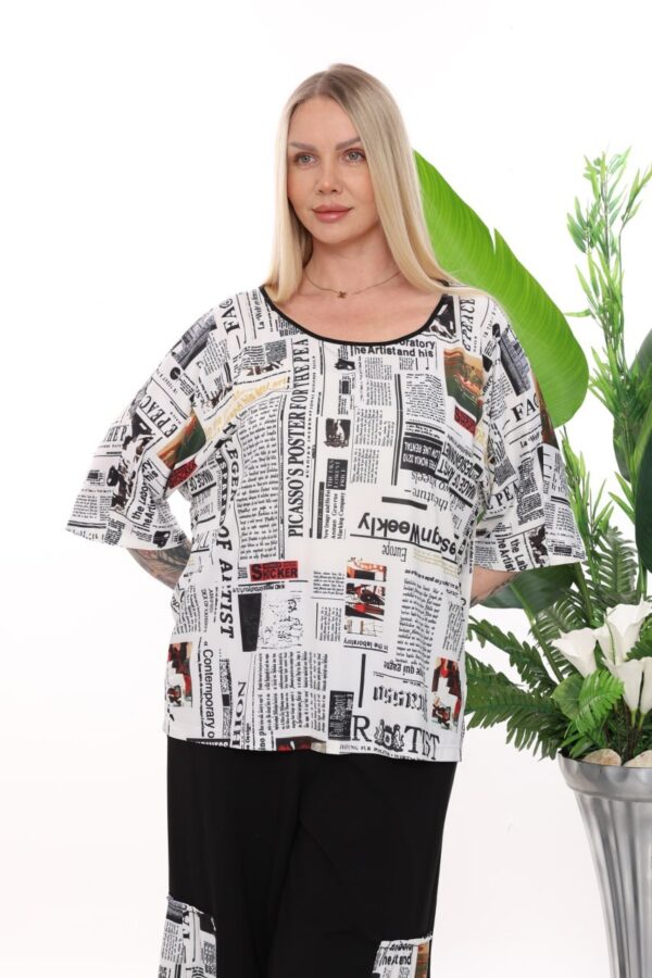 Wholesale Newspaper Print Tunic and Palazzo Pant Set