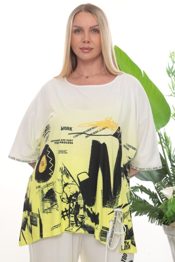 Wholesale Newspaper Print Tunic and Palazzo Pant Set