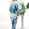 Wholesale Newspaper Print Tunic and Palazzo Pant Set