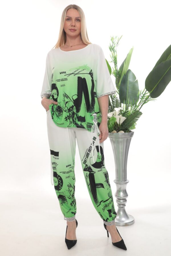 Wholesale Newspaper Print Tunic and Palazzo Pant Set