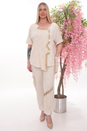 Asymmetric Button-Detail Two-Piece Set