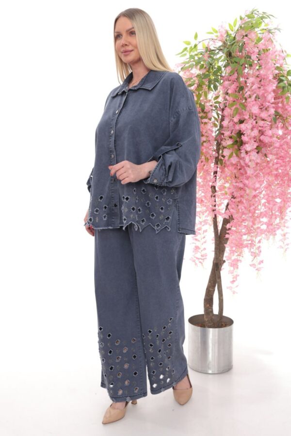 Embellished Cutwork Tunic and Pant Set