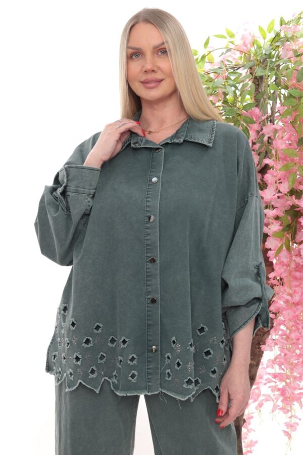 Embellished Cutwork Tunic and Pant Set