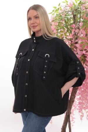 Quilted Utility Shacket with Buckle Detail