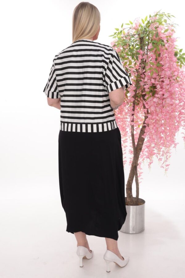 Striped Bolero Jacket Set with Floral Appliqué