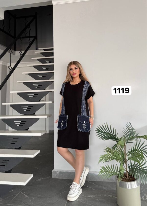file_2831.jpg Women's Black Denim Accented Tunic Dress