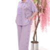 Two-Tone Leaf Embroidered Linen Suit