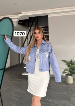 Pearl-Accented Monogram Denim Jacket