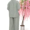 Two-Tone Leaf Embroidered Linen Suit