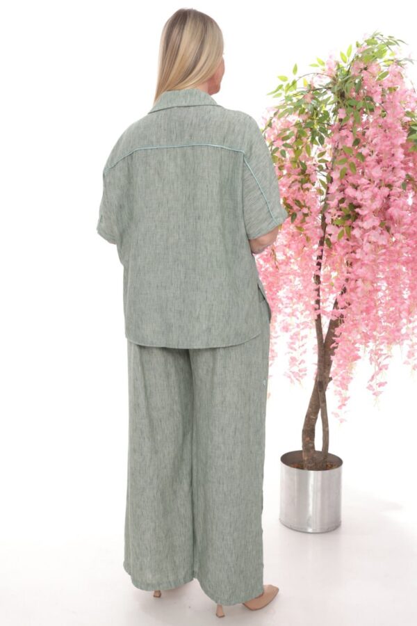 Two-Tone Leaf Embroidered Linen Suit
