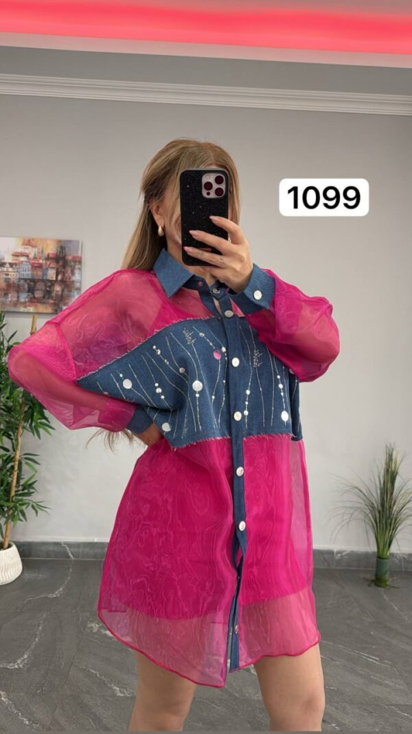 Two-Piece Mini Dress and Sheer Denim Jacket Set