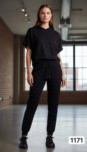 Studded Knit Short-Sleeve Loungewear Set
