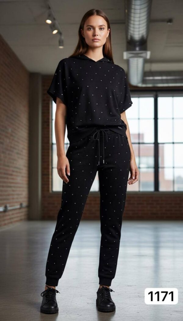 Studded Knit Short-Sleeve Loungewear Set