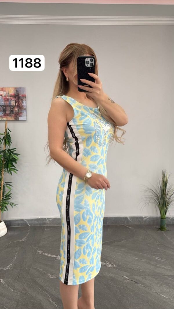 Tropical Leaf Print Sleeveless Midi Sporty Dress